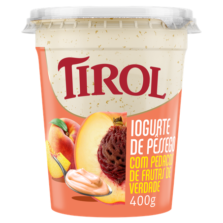 IOGURTE TIROL PÊSSEGO C/PEDAÇOS DE FRUTA POTE 400G