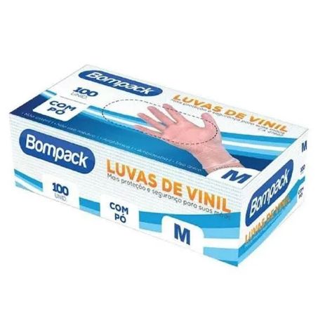 LUVA VINIL TAM M BOMPACK C/100