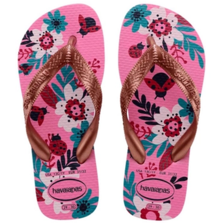Sandalia/chinelo 23/24 havaianas kids flores pink