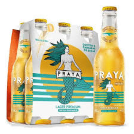Cerveja praya lager pcc/06x330ml long neck s/gluten pc