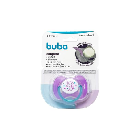 CHUPETA BUBA COMFORT TAMANHO 1 NOTURNA UNICÓRNIO