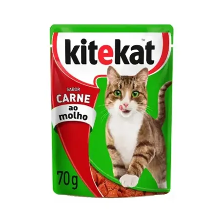 RACAO UMIDA PARA GATOS KITEKAT SACHE 70G +1 ADULTO CARNE