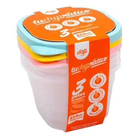 Conjunto Pote Dup Lisboa 510ml 3pçs Tudupratico Color