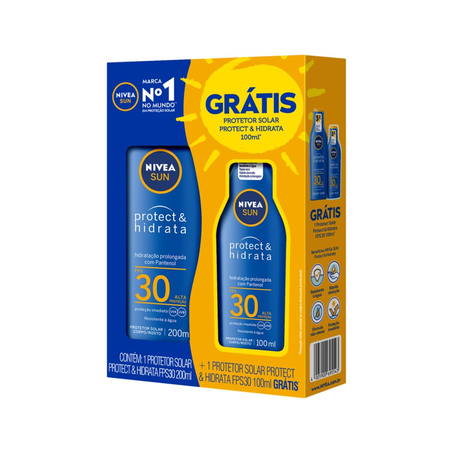 Kit Protetor Solar Protect e Hidrata FPS 30 Nivea Sun 200Ml Grátis Protetor Solar 100Ml