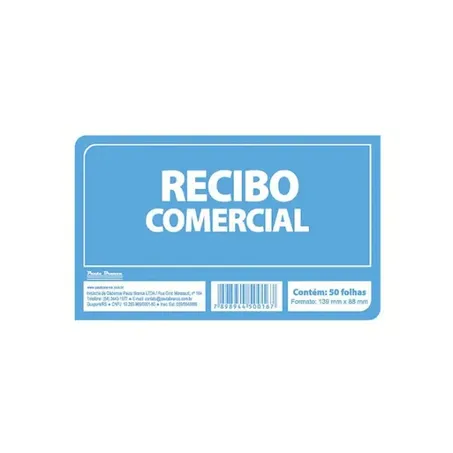 RECIBO COMERCIAL S/CANHOTO PAUTA BRANCA 50 FOLHAS 