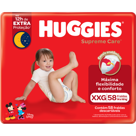 FRALDA DESCARTÁVEL HUGGIES HIPER SUPREME XXG C/58