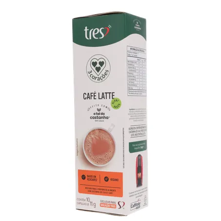 Café com Leite em Cápsula 3corações Latte Vegano Caixa com 10un - 110gr 360-21