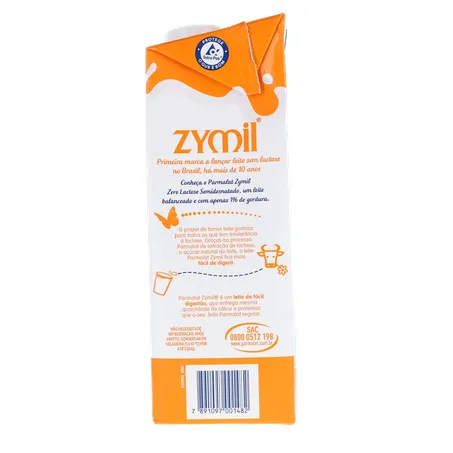Leite Longa Vida S/Lactose Parmalat Zymil Desnatado Cx 1l 360-1