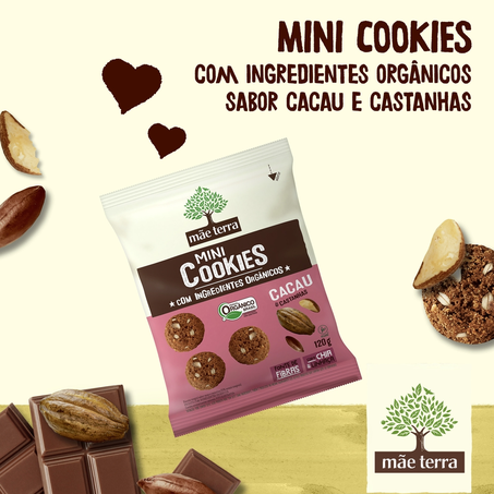 Mini Cookies Mãe Terra Integrais Cacau  Castanhas 120 g 360-1