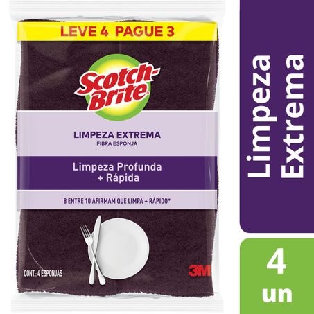 ESPONJA LIMPEZA EXTREMA SCOTCH-BRITE LEVE 4 PAGUE 3 UNIDADES