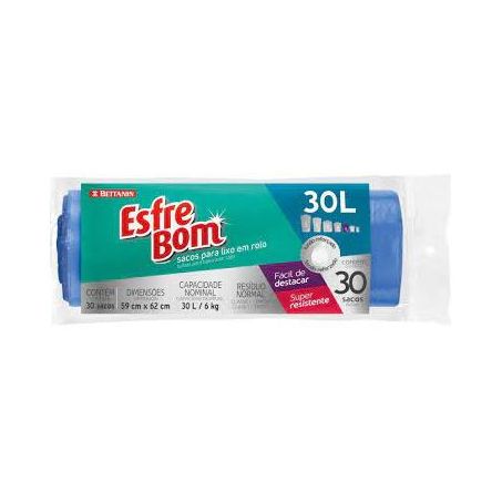 Saco para lixo esfrebom rolo 30l c/30