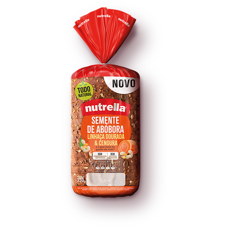 PÃO NUTRELLA SEMENTE DE ABÓBORA, LINHAÇA DOURADA E CENOURA 350G