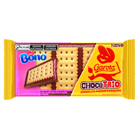 Chocolate garoto chocotrio bono morango 90g
