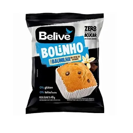 BOLINHO BELIVE 40G ZERO  BAUNILHA