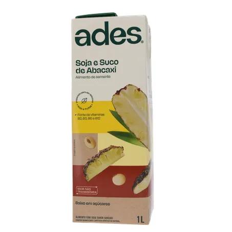 Bebida a Base de Soja Ades Sabor Abacaxi Caixa 1lt 360-1
