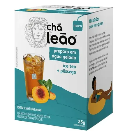 Chá Misto Leão Chá Preto, Hibisco, Estévia e Pêssego Caixa com 10un - 25gr