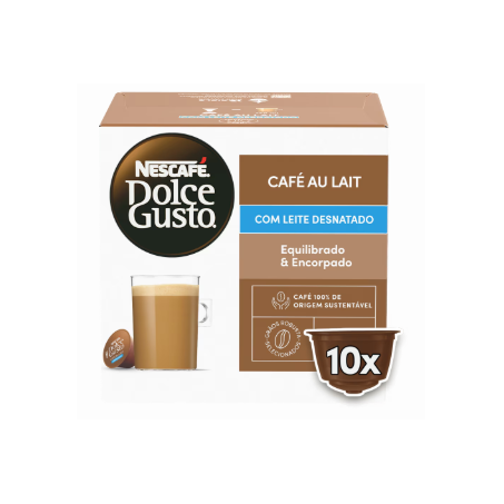 CAFÉ EM CÁPSULA CAFÉ AU LAIT DESNATADO C/10UN DOLCE GUSTO