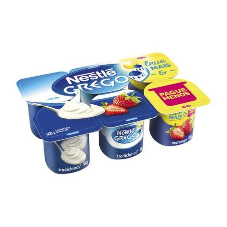 Iogurte Grego Nestlé tradicional e morango 540g