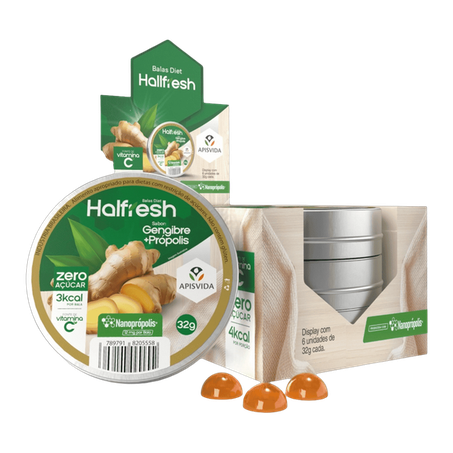 BALA DIET HALFRESH GENGIBRE NANOPRÓPOLIS VERDE ZERO AÇÚCAR