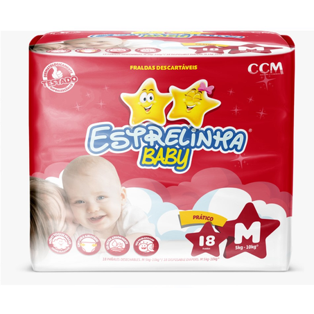 Fralda Prática Estrelinha Baby M 18 Unidades