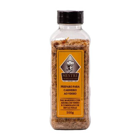 Sal Marinho com Aroma de Vinho e Combinado de Ervas Finas Mestre Churrasqueiro Preparo para Carneiro ao Vinho Frasco 500gr