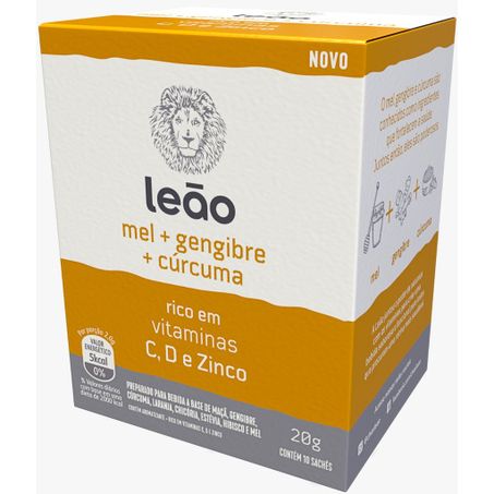 Chá vitaminico mel gengibre e cúrcuma leão c/10