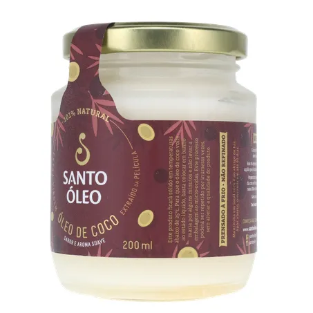 Óleo de Coco Santo Óleo Extra Virgem  Pote de Vidro 200ml 360-4