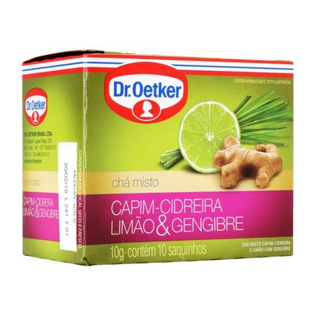 Chá dr.oetker cidreira, limão e gengibre c/10 10g