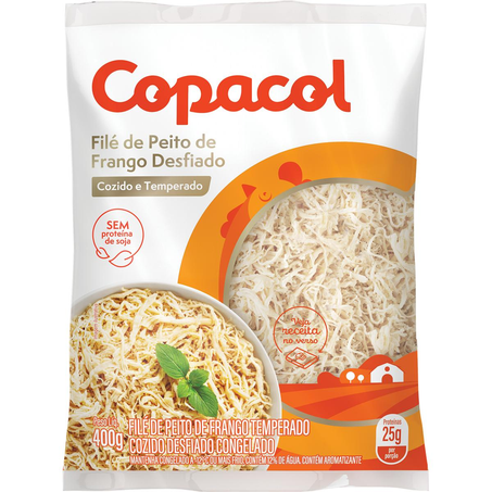 Peito de Frango Copacol 400g - Congelado - Cozido - Desfiado