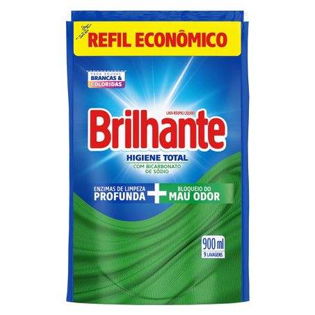 Lava roupas líquido brilhante higiene total refil 900ml