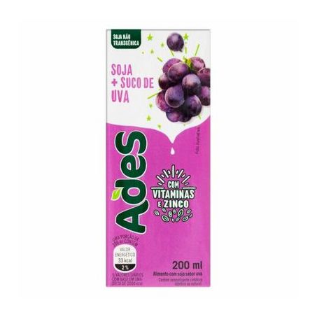 Bebida à Base de Soja Uva Ades 200ml
