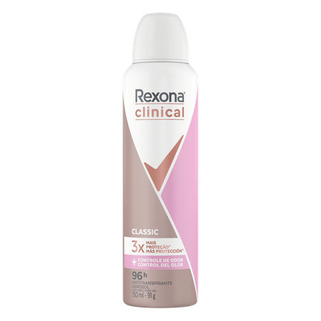 Antitranspirante Aerosol Rexona Clinical + Controle de Odor Frasco Spray 150ml - Caixa com 1un - 91gr