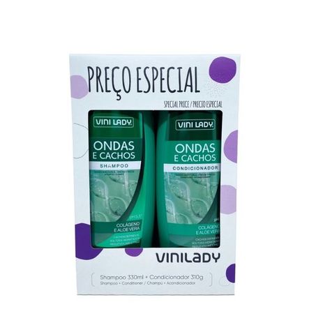 Kit shampoo e condicionador vini lady ondas e cachos