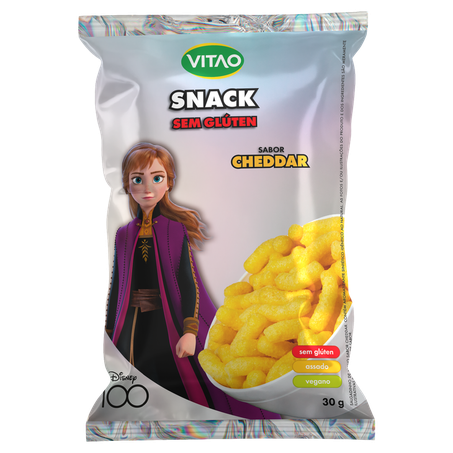 Snack Salgadinho de Milho Assado Cheddar Frozen Vitao Pacote 30g Edição Especial Disney 100