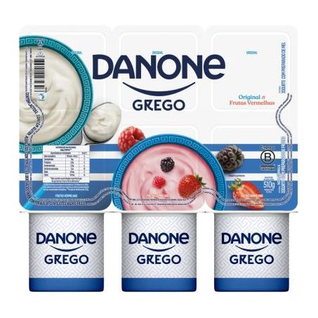 Iogurte Grego Danone Frutas Vermelhas C/6 510g