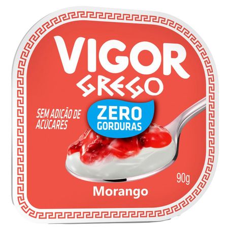 Iogurte vigor 90g grego sabor morango zero gorduras