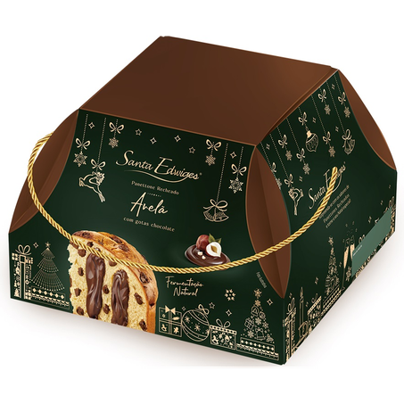 Panettone Recheado de Avelã Com Gotas de Chocolate Santa Edwiges 800g
