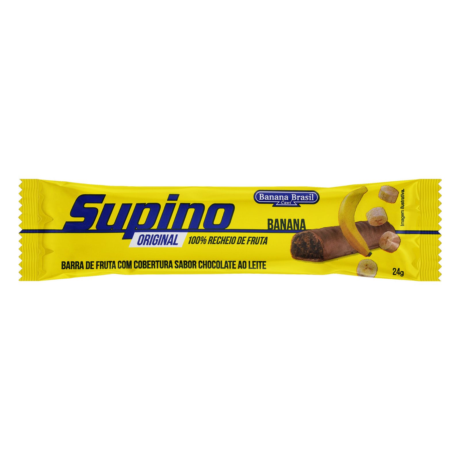 BARRA DE FRUTAS BANANA COBERTURA CHOCOLATE AO LEITE SUPINO ORIGINAL