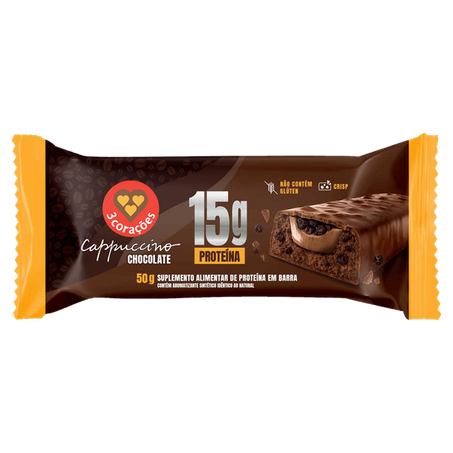 Barra proteina 3coracoes cappuccino chocolate 50g