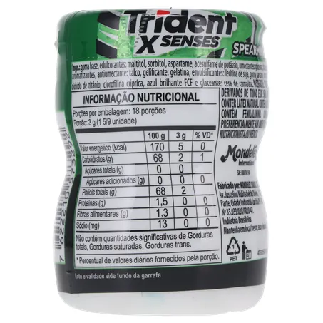 GOMA MASCAR TRIDENT GARRAFA SPEARMINT 54G 360-18