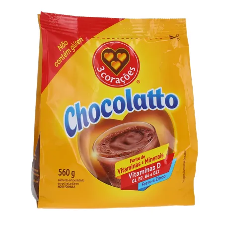 ACHOCOLATADO 3 CORAÇÕES CHOCOLATTO SACHÊ 560G 360-35