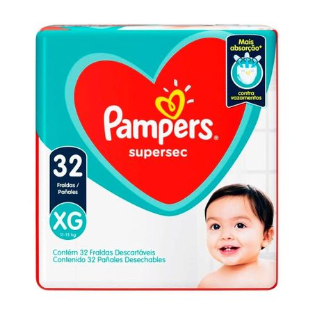 Fralda super sec mega pampers xg c/32