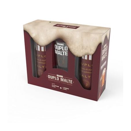 Kit Copo + Cerveja Duplo Malte Brahma 2 Unidades Cada 350ML