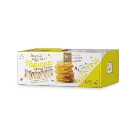 BISCOITO DE TAPIOCA CASA VALENTINA 56G S/GLUTEN SALGADO LEMON PEPPER