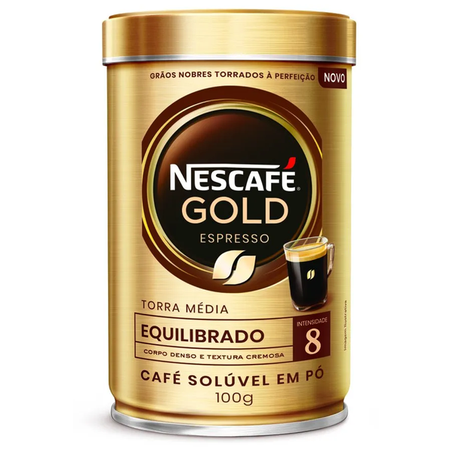 Café Solúvel em Pó Nescafé Gold Espresso Equilibrado Lata 100gr