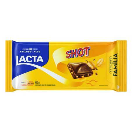 CHOCOLATE AO LEITE COM AMENDOIM LACTA SHOT TAMANHO FAMÍLIA