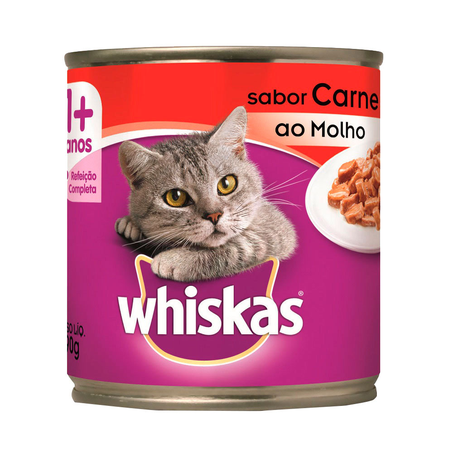 Ração Úmida Whiskas Lata Patê de Carne para Gatos Adultos 290 g