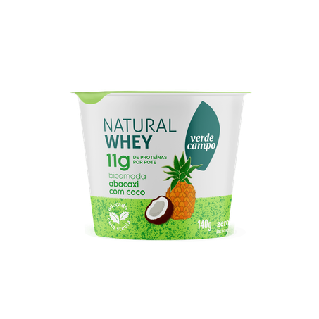 IOGURTE VERDE CAMPO NATURAL WHEY BICAMADA ABACAXI E COCO POTE 140G