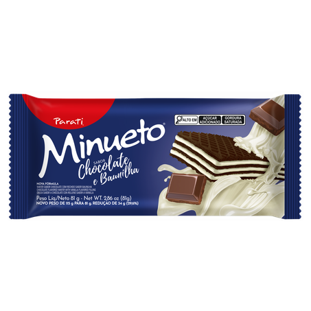 Wafer parati minueto chocolate e baunilha 81g