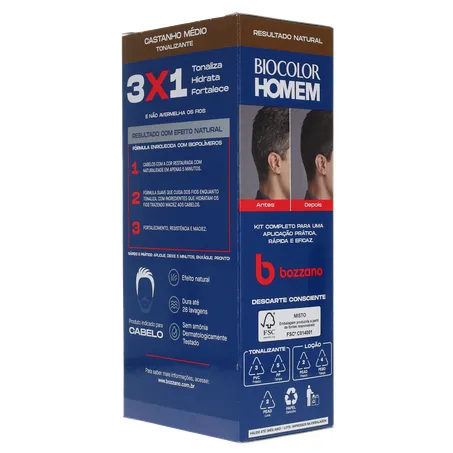 Coloração Biocolor Homem Bozzano Castanho Médio 360-23